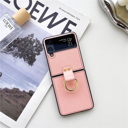 Luxury PU Leather Phone Cases For Samsung Galaxy Z Flip 4 3 5G Cover Ring Buckle - Photo 29/34