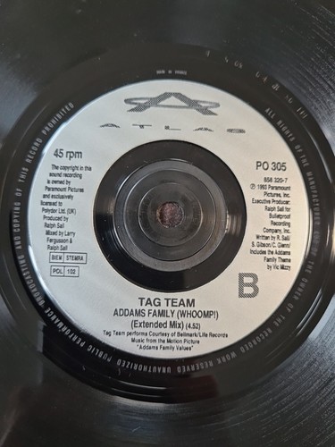 Tag Team - Addams Family (Whoomp!) - 7" 4rpm - Atlas - UK - 1993 - P0305 VG+ - Picture 7 of 8