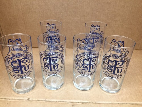 VINTAGE COCA-COLA 1980er CALIFORNIA STATE UNIVERSITY FULLERTON SET MIT 6 GLÄSERN - Bild 6 von 6