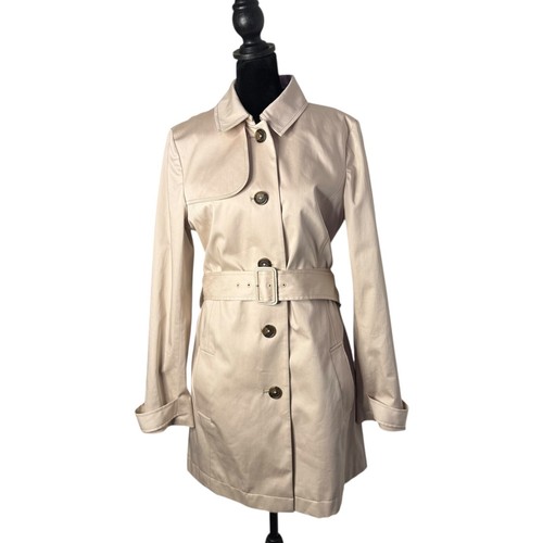 Brooks Brothers Trenchcoat mit Gürtel klassisch hellbraun Jacke Damengröße 10 Baumwolle
