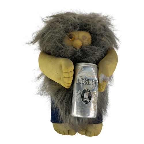 Vintage Hillbilly Bearded Beer Drinking Man in Denim Overalls w/ Funny Surprise. - Picture 8 of 9