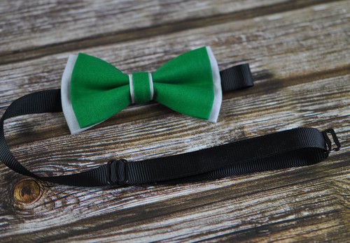 Father Son Match 100% Cotton Handmade Grey and Ever Green Bow Tie Bowtie Wedding - Picture 5 of 22