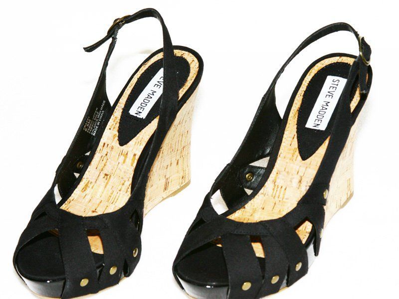 Black Platform Sandals Steve Madden Wedge Heel Women's 6.5 Black Platform Sandals Steve Madden Wedge Heel Women's 6.5