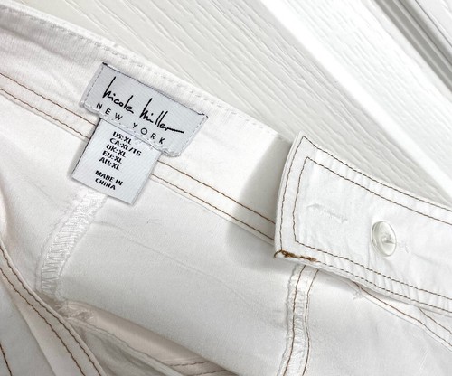 NICOLE MILLER White Shorts Romper Playsuit Jumpsuit Shorts Cotton Linen XL 14/16 - Picture 4 of 5