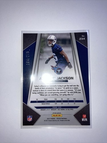 2017 PRIZM ORANGE ADOREE JACKSON TENNESSEE TITANS /275 ROOKIE RC #234 - Picture 4 of 5