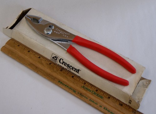 RARE NOS USA Crescent Slip Joint Pliers Straight Nose 10" Cushion G210, SM2295
