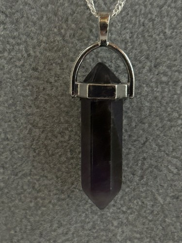 NATÜRLICHER AMETHYST Sechseck Glück lila Amulett Anhänger Halskette 22" STERLING Kette - Bild 2 von 3
