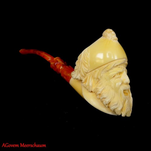 Pipa para fumar espuma de mar pirata vikingo, pipa de tabaco tallada en turco AGM-1083 - Imagen 2 de 12
