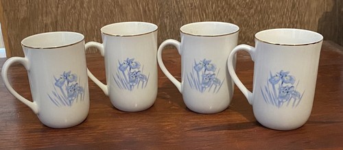 4 OTAGIRI BLUE IRIS 4” COFFEE / TEA MUGS GOLD TRIM - Bild 3 von 5