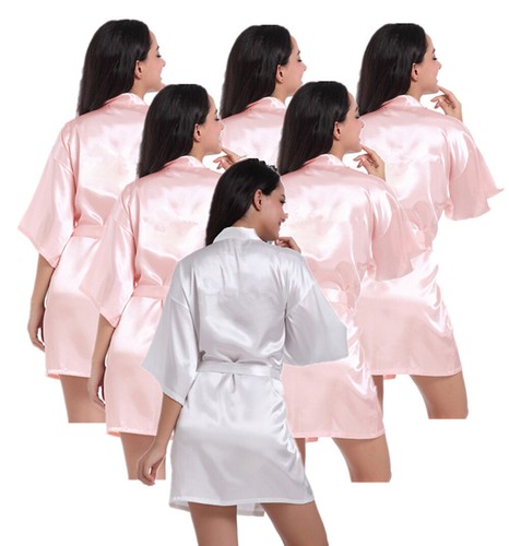 Bata de satén de seda boda novia dama de honor kimono vestido ropa de dormir albornoz - Imagen 9 de 36