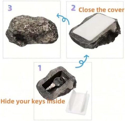 Fake Rock Key Hider – Waterproof Outdoor Resin Safe Box for Spare Keys, Realis - Picture 2 of 6