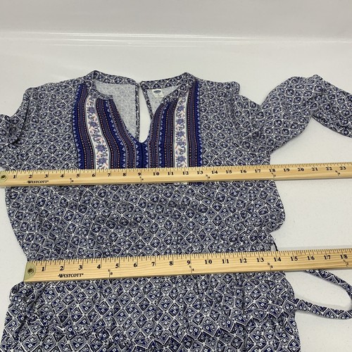 Vecchia tuta marina piccola manica lunga blu paisley floreale boho cottagecore - Foto 11 di 12