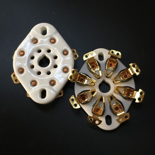 Tubo de vacío de cerámica dorada de 8 pines base de válvula de enchufe para KT88 EL34 6550 6SN7 tubo - Imagen 1 de 5