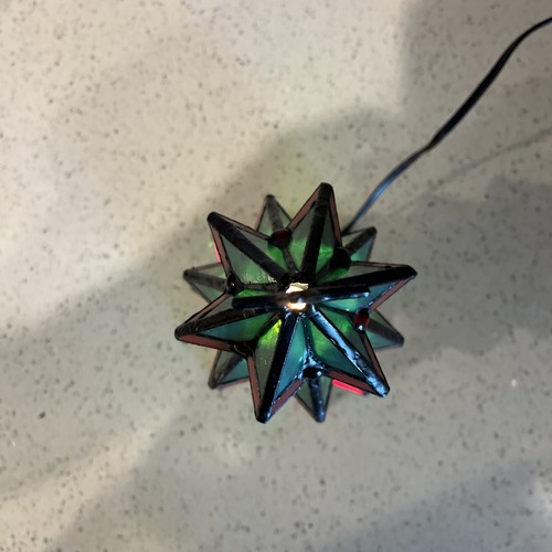 Holiday Living Tiffany Accent Lamp Green Christmas Tree Stained Glass 9.5"H New - Picture 6 of 7