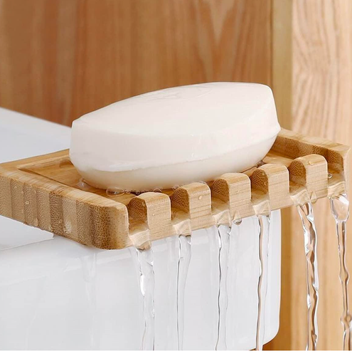 Bamboo Soap Tray with Vegan soap | bathroom | Wooden soap tray - Picture 2 of 3