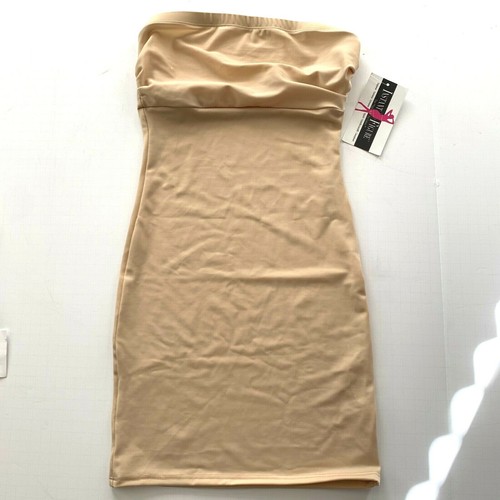 NWT! InstantFigure Sz XS Empire Waist Bandeau Dress WBD036 Strapless Full Slip - Bild 3 von 4