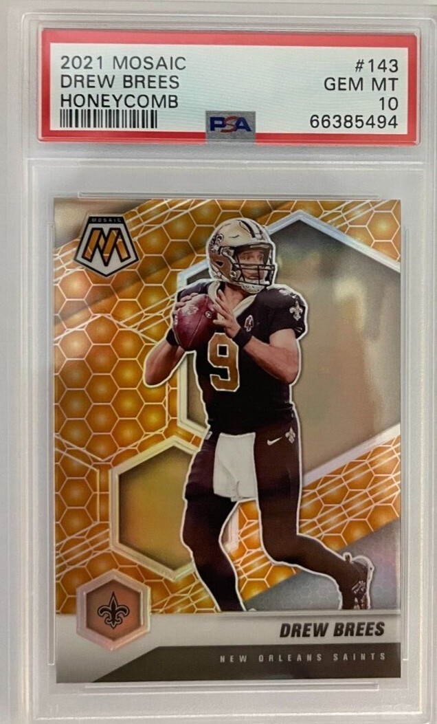 2021 Panini Mosaic Honeycomb Prizm #143 Drew Brees Saints PSA 10 GEM MINT