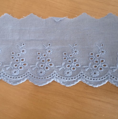 Occhiello ricamato 6 iarde 3"" largo vintage finiture in pizzo cotone blu chiaro b0223 - Foto 5 di 5