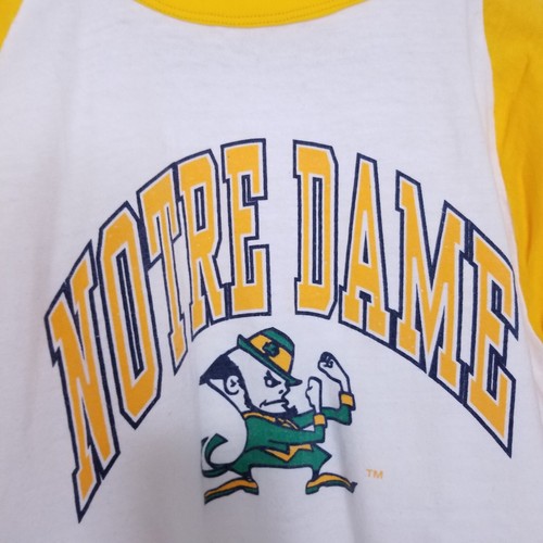 Vintage Russell Athletic Notre Dame T Shirt Raglan Irish Gold Tag 80s Youth XL - Picture 3 of 7