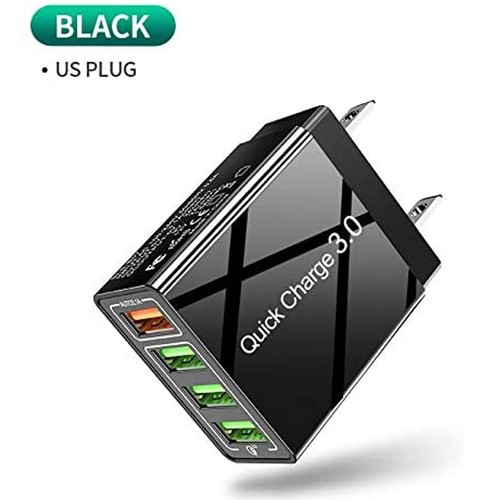 4 Port Fast Quick Charge QC 3.0 USB Hub Wall Charger Power Adapter Plug Black - Picture 10 of 19