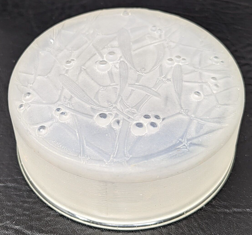 Rare Antique 1920 Rene Lalique Frosted Glass Gui Mistletoe Powder Box Jar KB23 - Picture 1 of 12