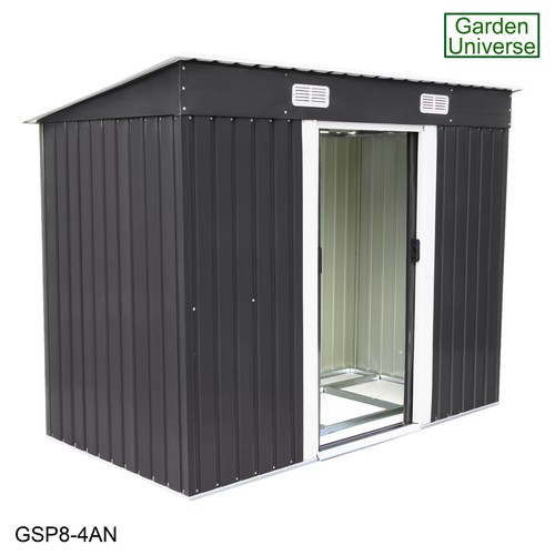 Garden Shed Metal Storage 8 Sizes Garden Universe Pent Apex Roofs Fast Ship Grey - Picture 56 of 120