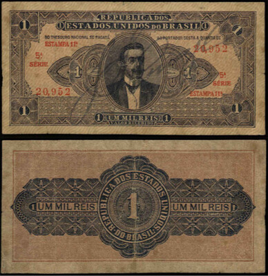 Brazil 19 1 Mil Reis P 7 Hand Sig Estampa 11ª Series 5 Vf Us Seller Ebay