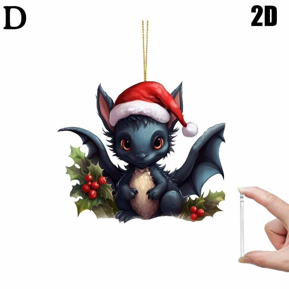 2D Christmas Dragon Baby Egg Acrylic Christmas Hanging Xmas Decor Ornament S5U5 - Picture 14 of 26