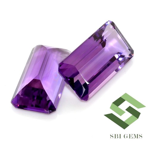 Natural Amethyst Baguette Cut Pair 32x16 mm 83.11 CTS Faceted Loose Gemstones - Picture 7 of 8