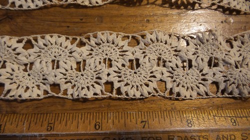 Antique Vintage CROCHETED TRIM Pc, 34" x 1-5/8" Wide - Picture 2 of 2