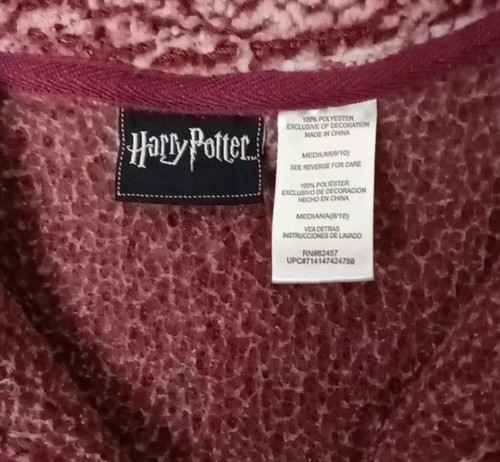 Harry Potter Hogwarts Youth Size M (8/10) Sherpa Sweatshirt 1/4 Zip Red - Picture 5 of 13