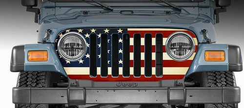 Gráficos de vinilo envolvente de parrilla bandera estadounidense para Jeep Wrangler 1997-2006 - Imagen 2 de 3