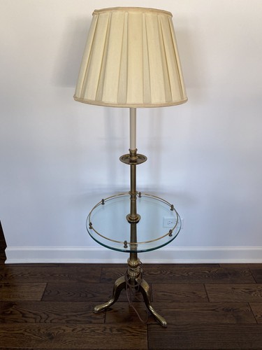 Vintage Mcm Stiffel Brass Floor Lamp W Glass Table Original Pleated Shade Vintage Mcm Stiffel Brass Floor Lamp W, How Are Stiffel Lamps Marked