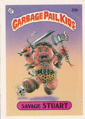 GPK Card Savage Stuart 1985 Topps Garbage Pail Kids Series 1 #33B