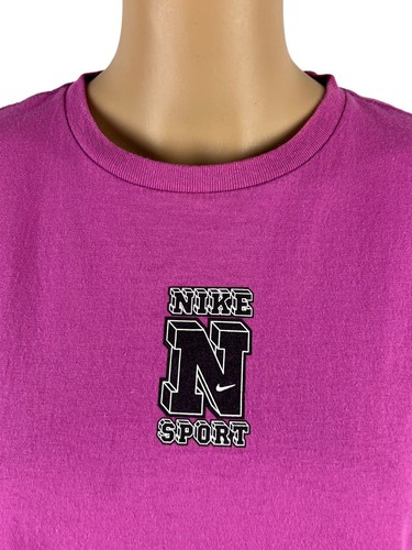 Nike Womens Large Shirt Purple Pink Center Swoosh Logo Made In USA Vintage Rare - Imagen 3 de 9