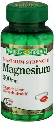 NATURES BOUNTY MAGNESIUM OXIDE 500MG HIGH POTENCY 100 COUNT - Afbeelding 1 van 1