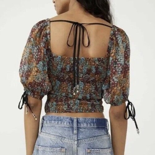 Free People Back On Top bauchfreies Oberteil in dunkler Kombi Damengröße Small - Bild 3 von 11
