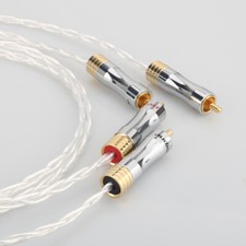 1pair 8N OCC Audio Wire Hi-Fi Speaker Interconnect RCA Gold Plated Plug Cable