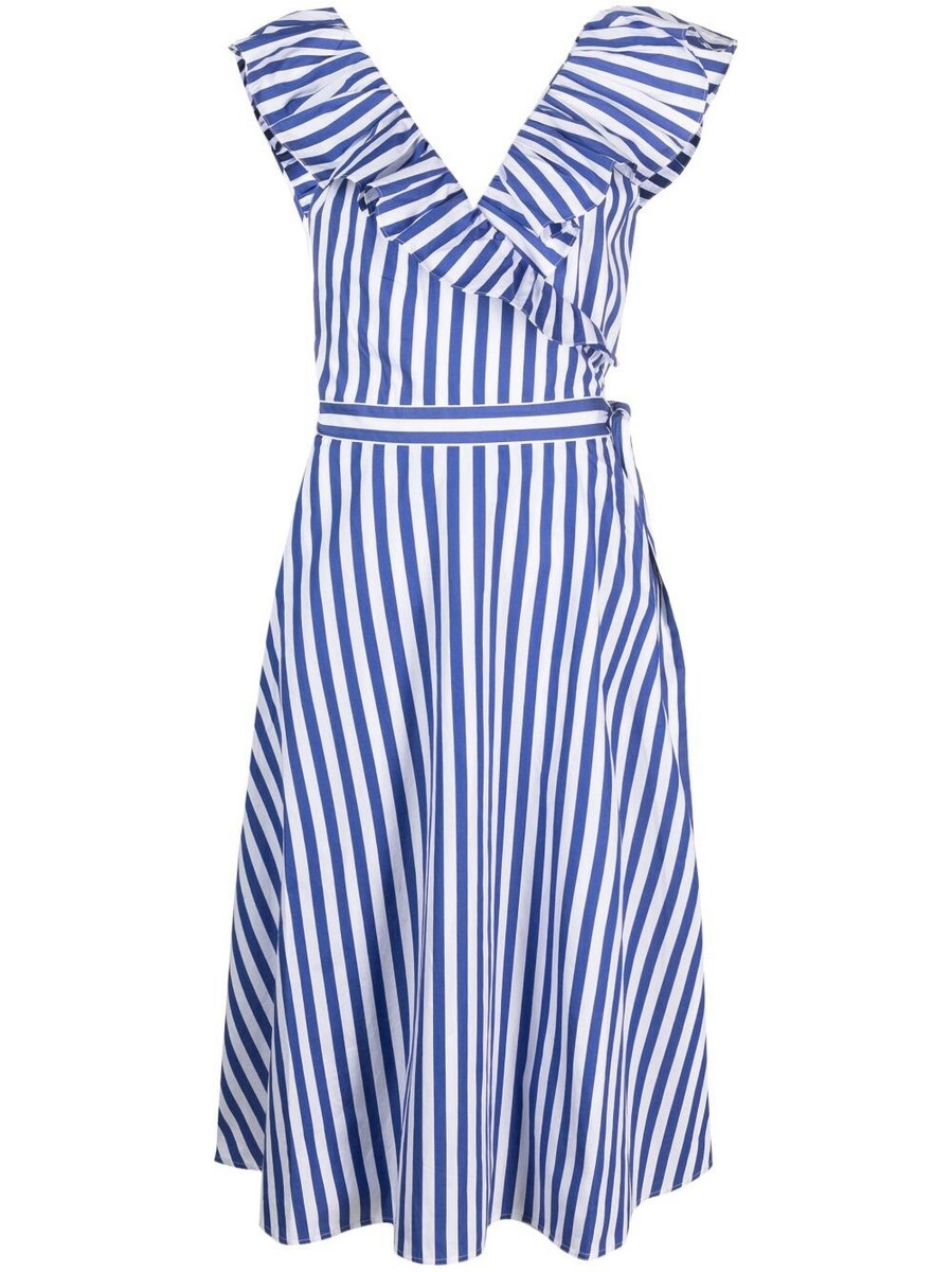 【POLO RALPH LAUREN】STRIPED RUFFLED COTTON WRAP ドレス Polo Ralph Lauren Striped Ruffled Cotton Wrap Dress Size 6