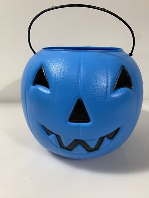 Halloween General Foam Plastic Blue Pumpkin Candy Pail Trick Or Treat