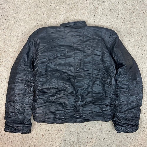 Vintage Beverly Hills Leather Club Black Ruched Moto Bomber Jacket Size XL Women - Picture 3 of 6
