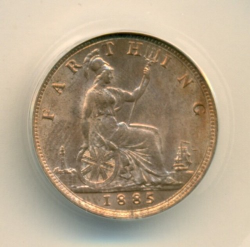Great Britain 1885 Farthing MS60 Details ANACS - Picture 4 of 4