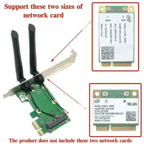 Wireless Wifi Network Card Mini PCIE To PCI-E 1X+ 2 G6 NIC W0U5 Adapt B ha GTR8 - Afbeelding 2 van 6