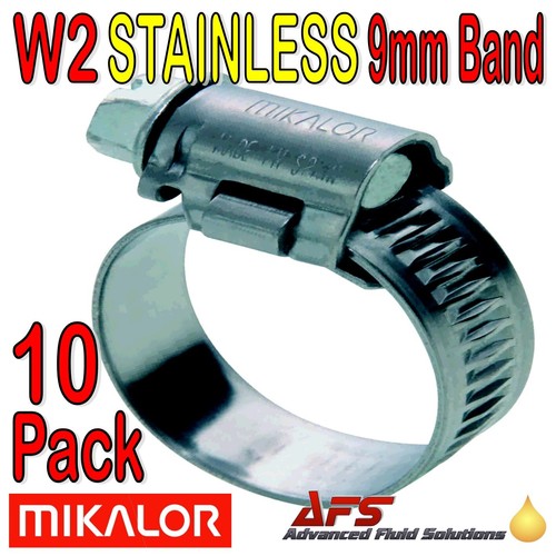 Paquete de 10 - Clips de manguera de acero inoxidable Mikalor W2 abrazadera de accionamiento helicoidal banda de 9 mm y 12 mm - Imagen 14 de 56