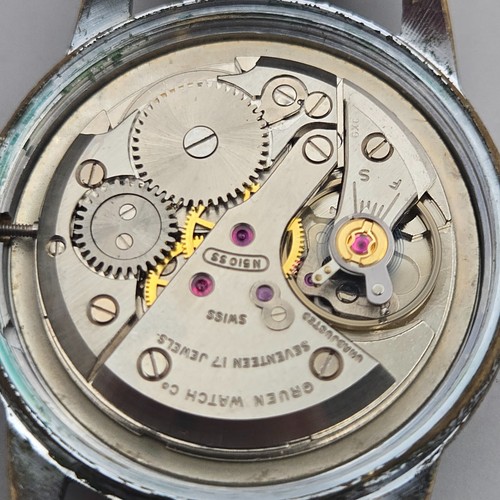 Vintage GRUEN men's manual wind watch N510SS 17Jewels Linen dial 1960s - Picture 20 of 20