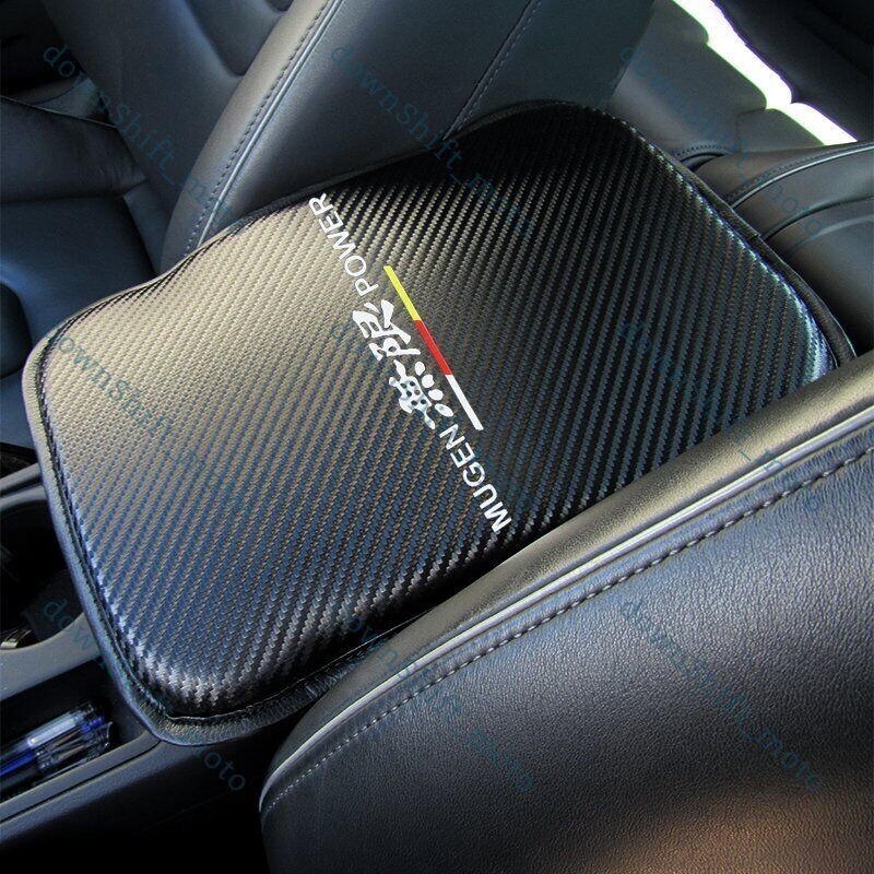 For JDM MUGEN POWER Carbon Fiber Car Center Console Armrest Cushion Pad