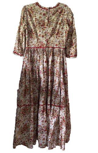 Vintage Prairie Cottage Multicolor Floral Sz M Victorian Boho Women Maxi Dress - Bild 2 von 7