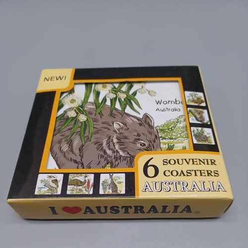 Australia beautiful souvenir set of 6 cork drink coasters NEW - Picture 10 of 11