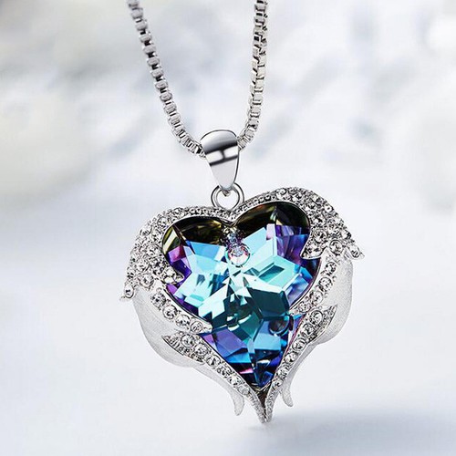 Xmas Gifts Love Heart Rainbow Mystic Topaz 925 Sterling Silver Necklace Pendants - Picture 6 of 10