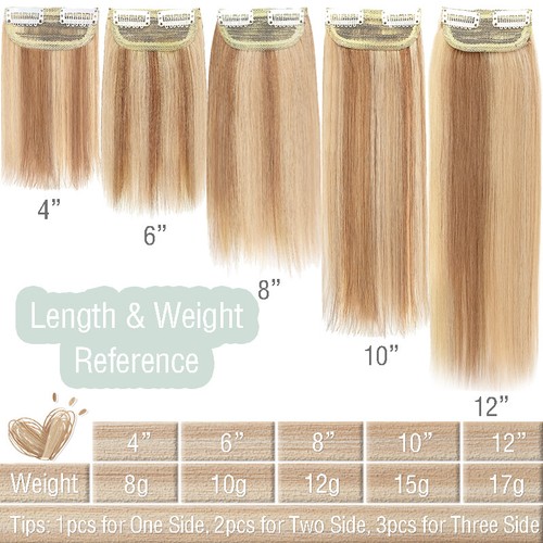 Mini Short Hair Pad Clip In Remy Human Hair Extensions Invisible Side Patch Root - Picture 6 of 25